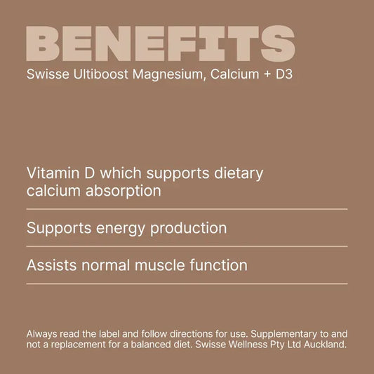 Swisse New Zealand SWISSE ULTIBOOST Magnesium, Calcium + D3