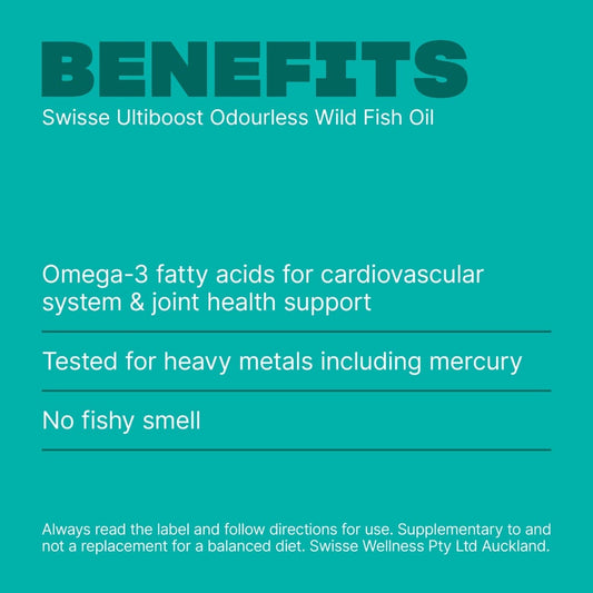 Swisse New Zealand SWISSE ULTIBOOST Odourless Wild Fish Oil