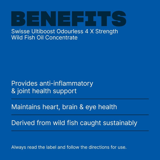 Swisse New Zealand SWISSE ULTIBOOST Odourless 4X Strength Wild Fish Oil Concentrate
