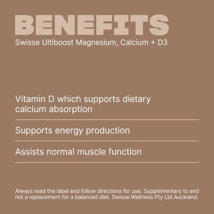 Swisse New Zealand SWISSE ULTIBOOST Magnesium, Calcium + D3